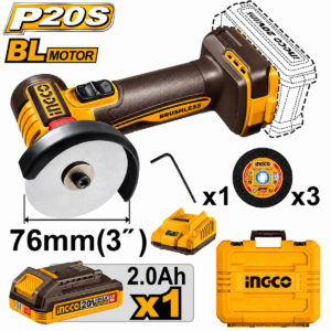 Mini meuleuse d’angle sans fil INGCO CAGLI207625 20V Brushless 76 mm