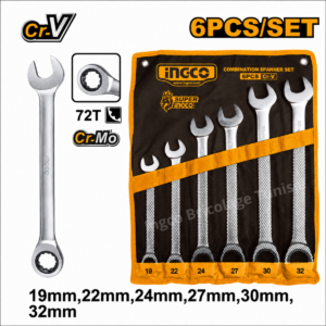 Jeu de 6 clés mixtes INGCO HKSPAR1061 19 à 32 mm en CR-V