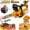 Tronçonneuse sans fil INGCO CGSLI201262 20V Brushless avec guide-chaîne 12 pouces et deux batteries 4,0 Ah.