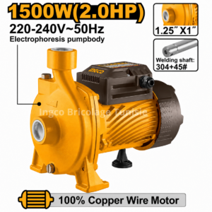 Pompe à eau centrifuge INGCO CPM150068 2 CV 1500 W avec turbine en acier inoxydable