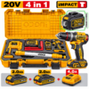 kit combiné sans fil 4pcs INGCO HLL260467 avec perceuse 20V, niveau laser 3D et télémètre 85 m