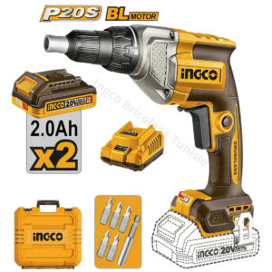 Visseuse à plaques de plâtre sans fil 20V INGCO CDSLI204282 avec 2 batteries 2 Ah et accessoires