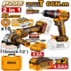 Kit combiné sans fil 20V INGCO CKLI20256 avec perceuse-visseuse et meuleuse d’angle Brushless