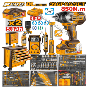 Coffret d'outils INGCO 396 pièces avec clé à chocs  850n.m HTCS283962