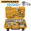 Coffret d’outils à main INGCO HKTHP51058 de 105 pièces avec douilles, cliquets et accessoires