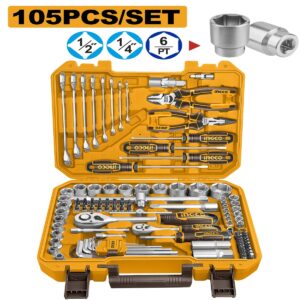 Coffret d’outils à main INGCO HKTHP51058 de 105 pièces avec douilles, cliquets et accessoires