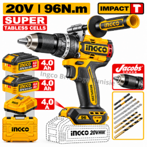 Perceuse à percussion sans fil sans balais 96N.m CIDLI209689 avec 2 batteries 4 Ah et accessoires