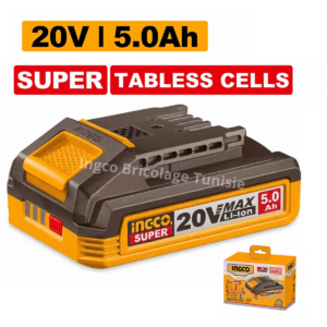 Batterie lithium-ion INGCO FBLI2125 20 V 5,0 Ah avec indicateur de charge LED