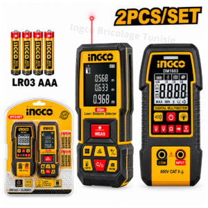 Kit combiné INGCO HLDD260523 avec télémètre laser HLDD07085 de 85 m et multimètre numérique DM16003
