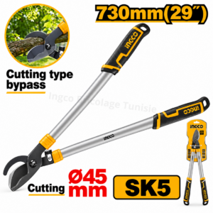 Cisaille à branches INGCO HLT8201 de 730 mm avec lames en acier SK5 revêtues de téflon.